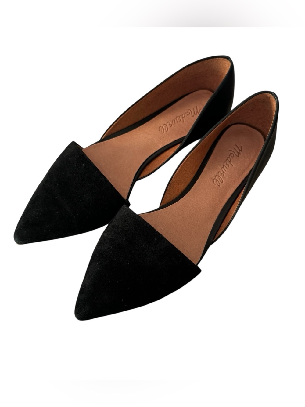 Madewell Black D’Orsay Pointed Toe Flats Suede Leather Size 6